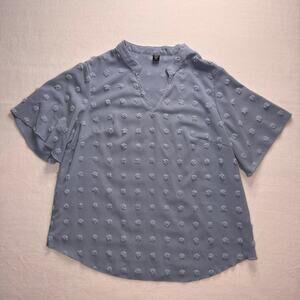 Light Blue Shein Curve Textured Blouse